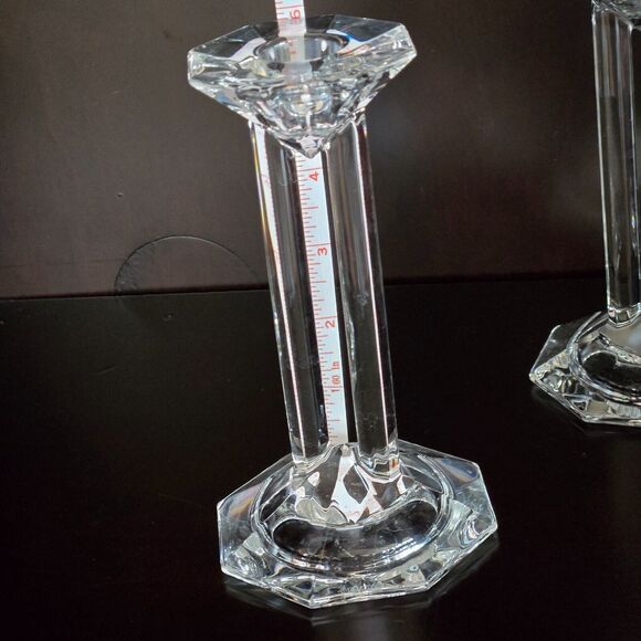 LENOX Fine Crystal 6" Candlesticks Pillars Set Of 2 Made In Germany XLNT Cond! - Picture 7 of 8